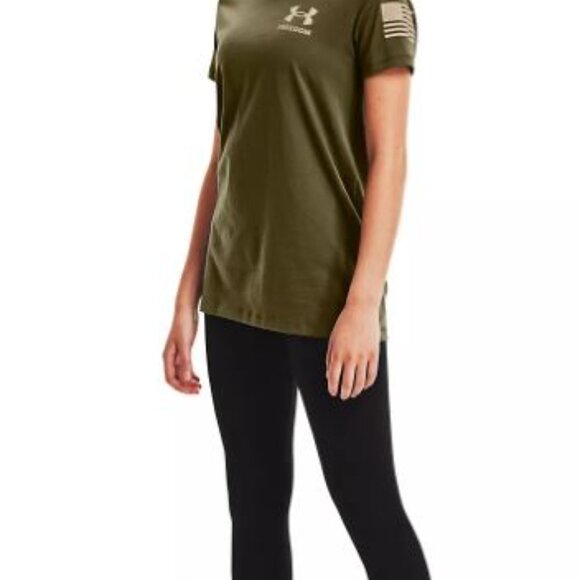 Under Armour Women's T-Shirt Freedom Flag Tee Green Short Sleeve Independence L - Picture 4 of 5